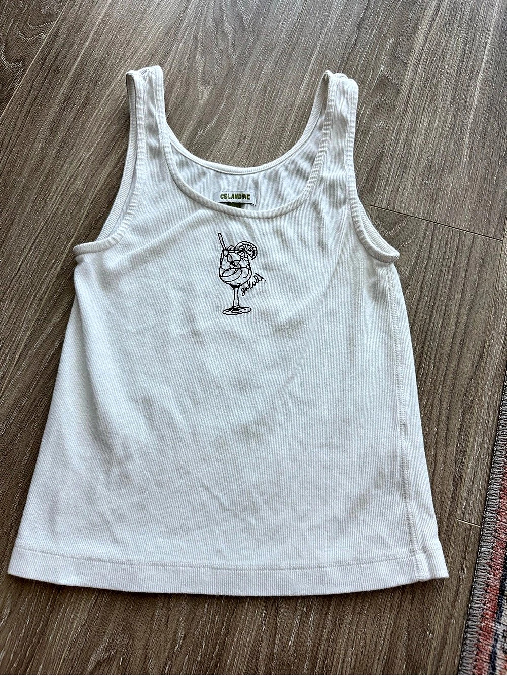 CELANDINE Graphic Tank Top White Size Medium